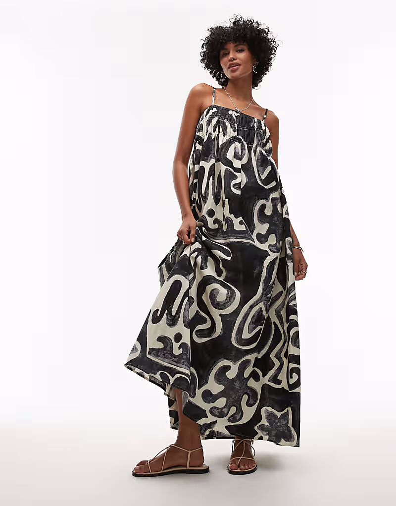 Платье миди Topshop с присборенной грудью и эффектом льна в черном монохромном принте
Платье миди Topshop с присборенной грудью и эффектом льна в черном монохромном принте