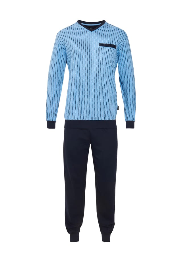 Длинная пижама с V-образным вырезом и принтом нагрудного кармана GöTzburg, синий
Длинная пижама с V-образным вырезом и принтом нагрудного кармана GöTzburg, синий