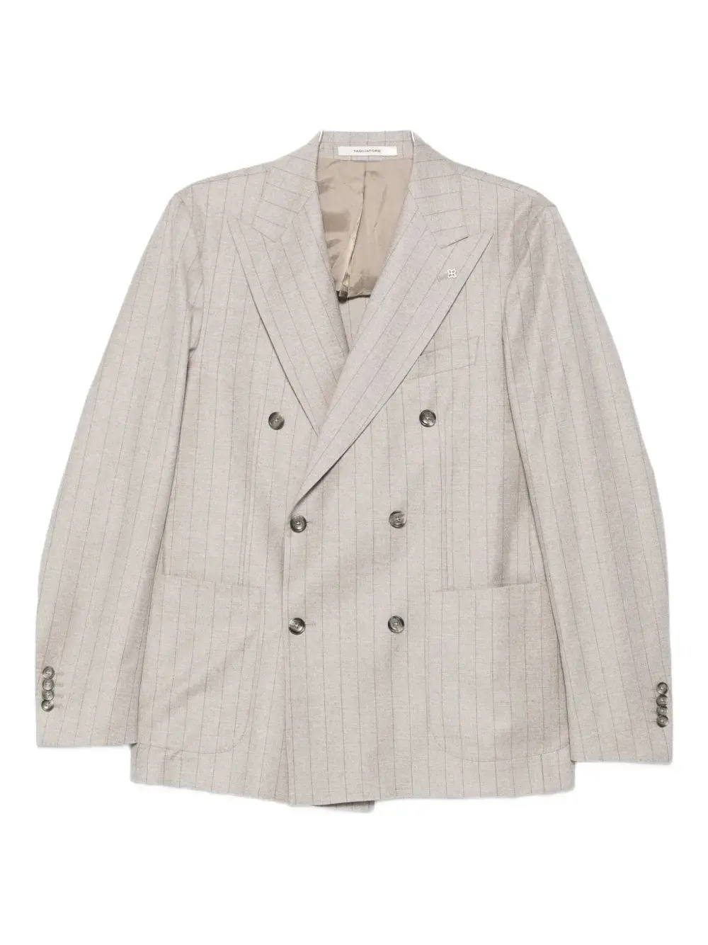 Двубортный костюм в тонкую полоску TAGLIATORE, нейтральный
Двубортный костюм в тонкую полоску TAGLIATORE, нейтральный
