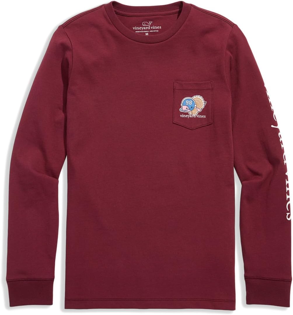 Футболка Vineyard Vines Kids Football Turkey Whale Long-Sleeve Pocket Tee, цвет Crimson 
Футболка Vineyard Vines Kids Football Turkey Whale Long-Sleeve Pocket Tee, цвет Crimson