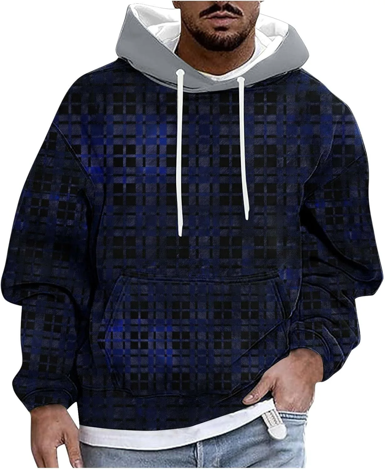 Мужской клетчатый худи с карманом
Мужской клетчатый худи с карманом