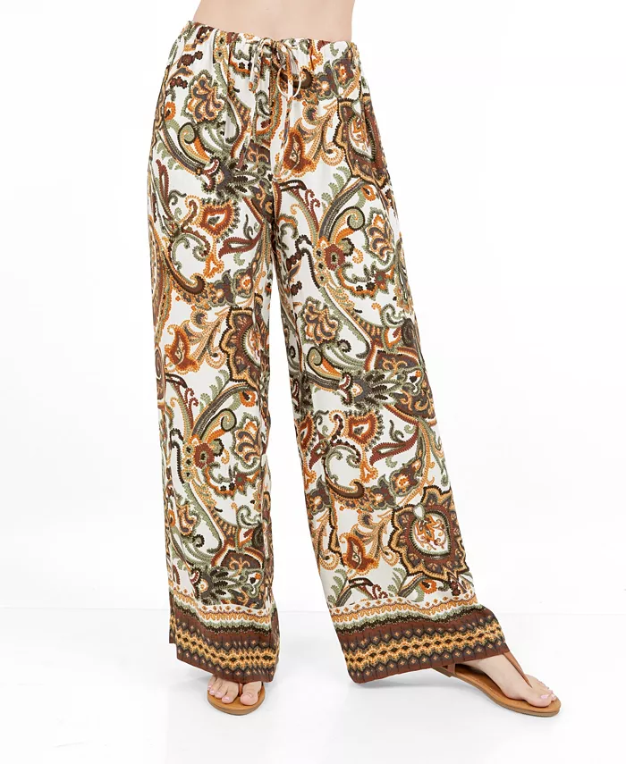 Женские брюки-клеш с принтом и завязками Fever, мультиколор 
Женские брюки-клеш с принтом и завязками Fever, мультиколор