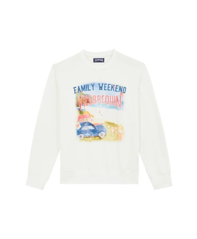 Мужская хлопковая толстовка с круглым вырезом для семейных выходных. Vilebrequin, белый
Мужская хлопковая толстовка с круглым вырезом для семейных выходных. Vilebrequin, белый