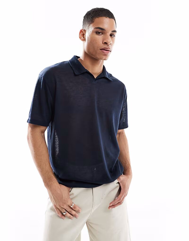 Свободное поло из льна ASOS DESIGN темно-синего цвета
Свободное поло из льна ASOS DESIGN темно-синего цвета