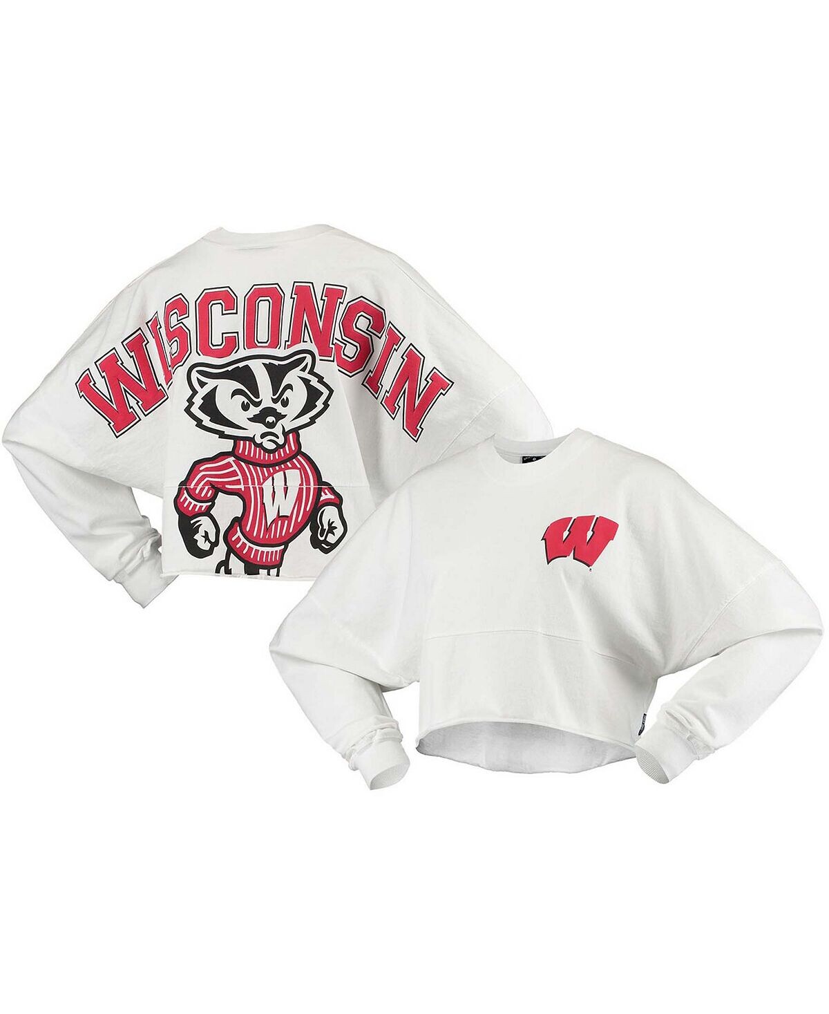 Женская укороченная футболка с длинным рукавом White Wisconsin Badgers с необработанным подолом Spirit Jersey, белый
Женская укороченная футболка с длинным рукавом White Wisconsin Badgers с необработанным подолом Spirit Jersey, белый
