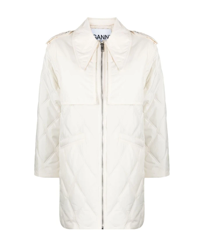 Стеганая куртка миди Ripstop Ganni, белый
Стеганая куртка миди Ripstop Ganni, белый