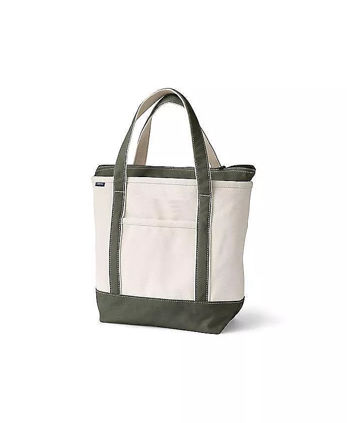 Сумка-тоут из натурального холста с 5 карманами на молнии среднего размера Lands' End, белый 
Сумка-тоут из натурального холста с 5 карманами на молнии среднего размера Lands' End, белый