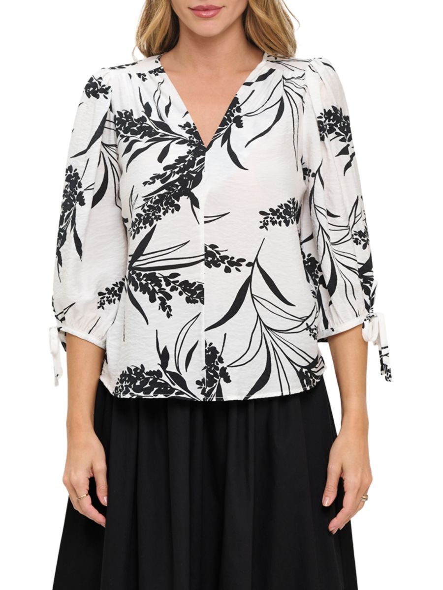 Блузка с цветочным принтом и V-образным вырезом Renee C., слоновая кость
Блузка с цветочным принтом и V-образным вырезом Renee C., слоновая кость