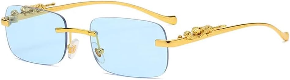 Солнцезащитные очки без оправы, прямоугольные, винтажные, металлические, с изображением головы леопарда, модные, без оправы, тонированные, для женщин и мужчин. 2027 год MTZJH, Blue
Солнцезащитные очки без оправы, прямоугольные, винтажные, металлические, с изображением головы леопарда, модные, без оправы, тонированные, для женщин и мужчин. 2027 год MTZJH, Blue