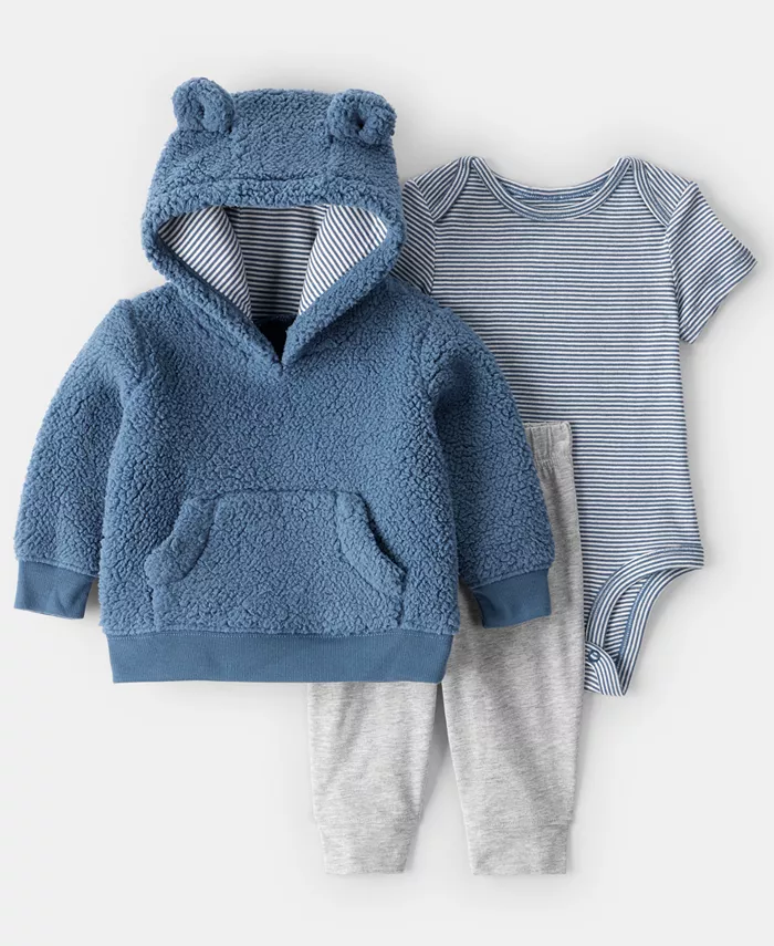 Мальчиковый комплект из 3 предметов: толстовка с мишкой и длинным рукавом, боди и джоггеры Carter'S, синий
Мальчиковый комплект из 3 предметов: толстовка с мишкой и длинным рукавом, боди и джоггеры Carter'S, синий