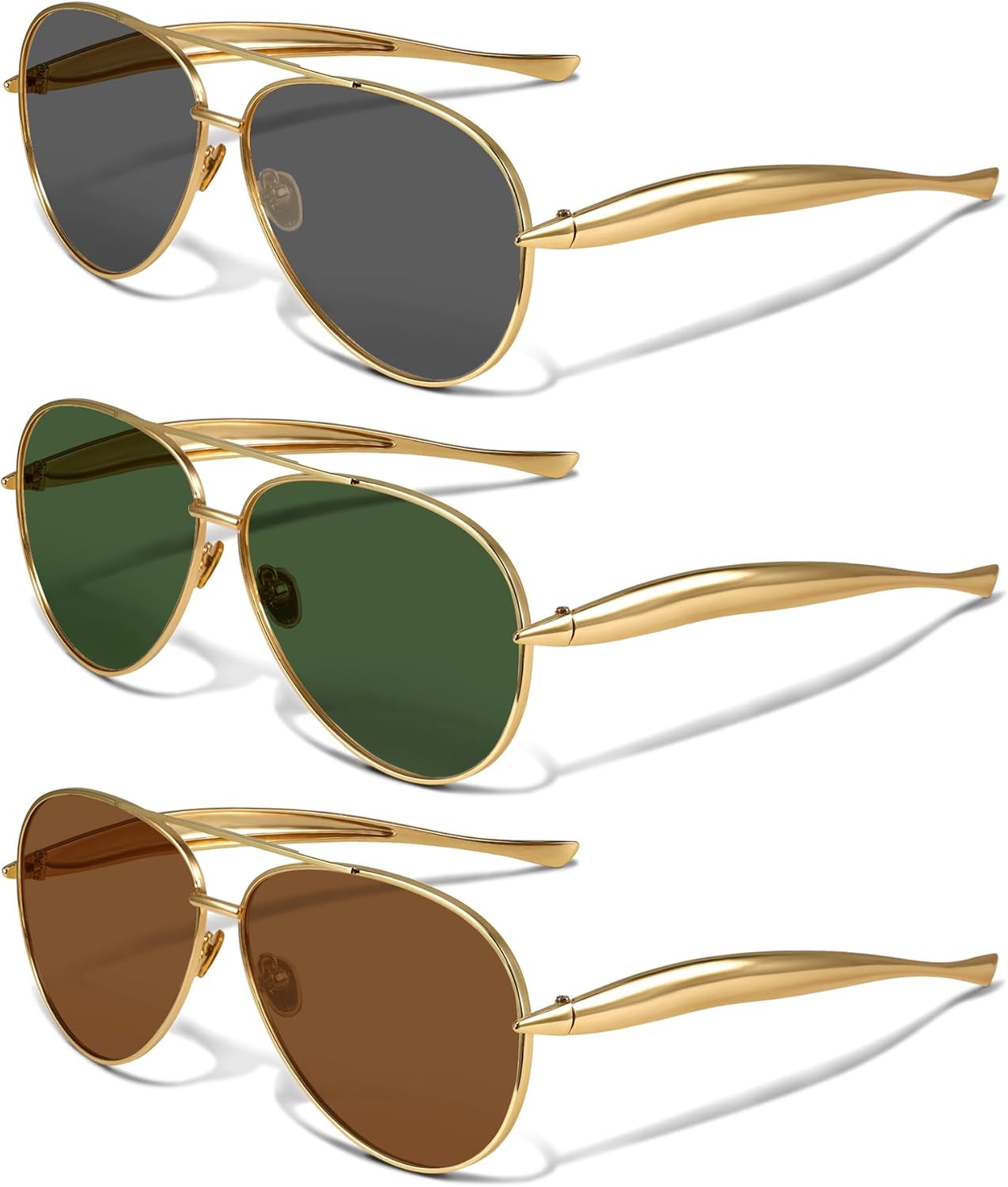 Солнцезащитные очки-авиаторы YDAOWKN в стиле ретро, золотистые, для женщин и мужчин, металлические, увеличенного размера, в стиле 70-х, C-gold Frame Gray Lens + Gold Frame Green Lens + Gold Frame Abrown Lens
Солнцезащитные очки-авиаторы YDAOWKN в стиле ретро, золотистые, для женщин и мужчин, металлические, увеличенного размера, в стиле 70-х, C-gold Frame Gray Lens + Gold Frame Green Lens + Gold Frame Abrown Lens