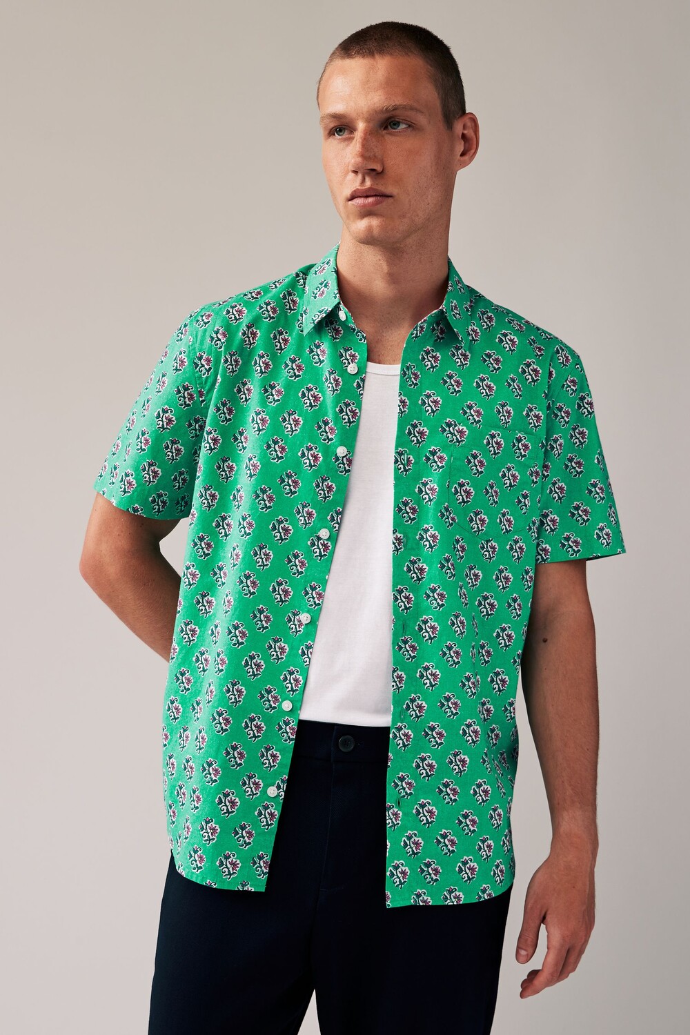 Рубашка с короткими рукавами и льняным принтом Next, зеленый
Рубашка с короткими рукавами и льняным принтом Next, зеленый