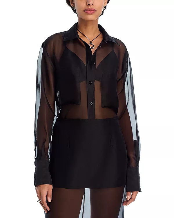 Мальчишеская рубашка из шелковой органзы Frame, черный
Мальчишеская рубашка из шелковой органзы Frame, черный