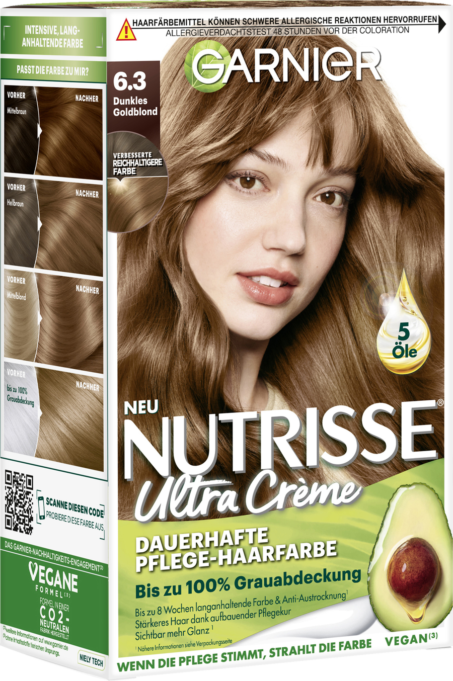 Краска для волос Garnier Nutrisse Ultra Crème Dauerhafte Pflege-Haarfarbe 6.3 Dunkles Goldblond
Краска для волос Garnier Nutrisse Ultra Crème Dauerhafte Pflege-Haarfarbe 6.3 Dunkles Goldblond