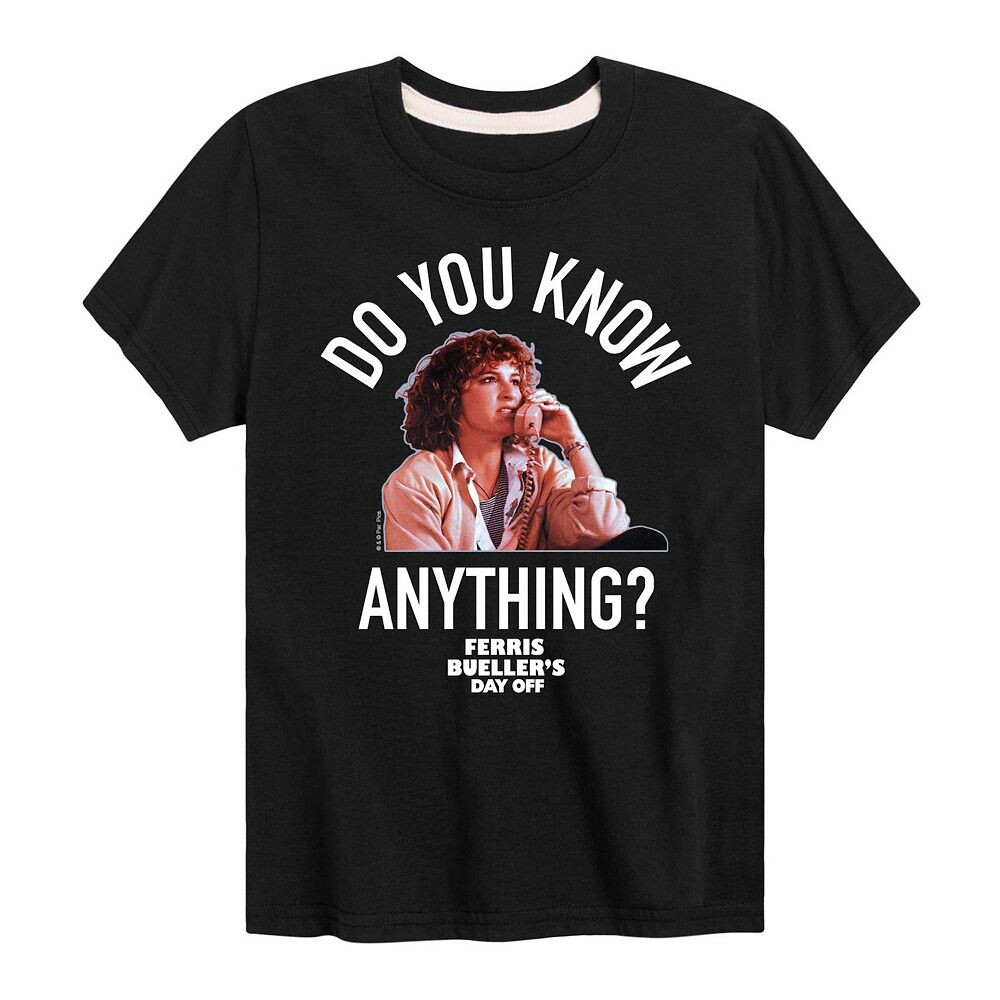 Футболка Ferris Bueller Know Anything для мальчиков 8–20 лет с рисунком Licensed Character, черный
Футболка Ferris Bueller Know Anything для мальчиков 8–20 лет с рисунком Licensed Character, черный