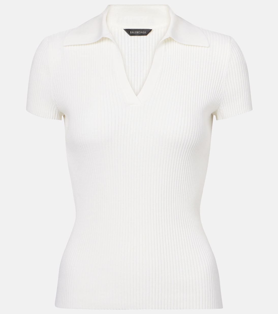 Рельефный поло-свитер из смесовой шерсти Balenciaga, белый
Рельефный поло-свитер из смесовой шерсти Balenciaga, белый