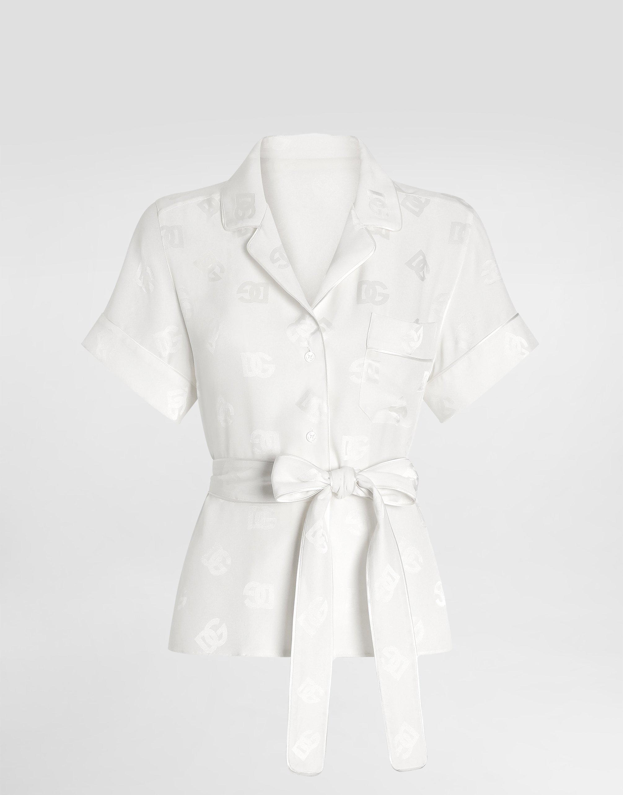 Пижамная рубашка из шелкового сатина жаккард с короткими рукавами и логотипом dg Dolce & Gabbana, белый
Пижамная рубашка из шелкового сатина жаккард с короткими рукавами и логотипом dg Dolce & Gabbana, белый