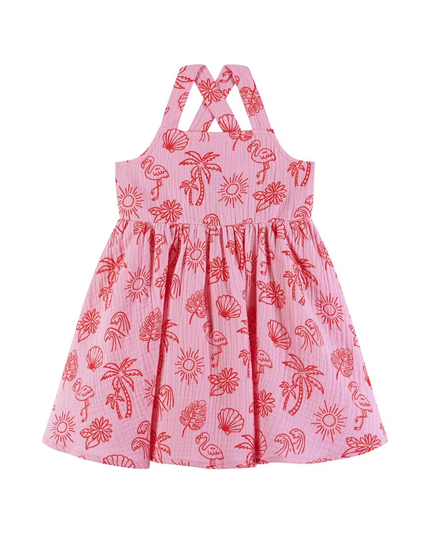 Энди и Эван Тропический принт Платье из газа Andy & Evan, розовый 
Энди и Эван Тропический принт Платье из газа Andy & Evan, розовый