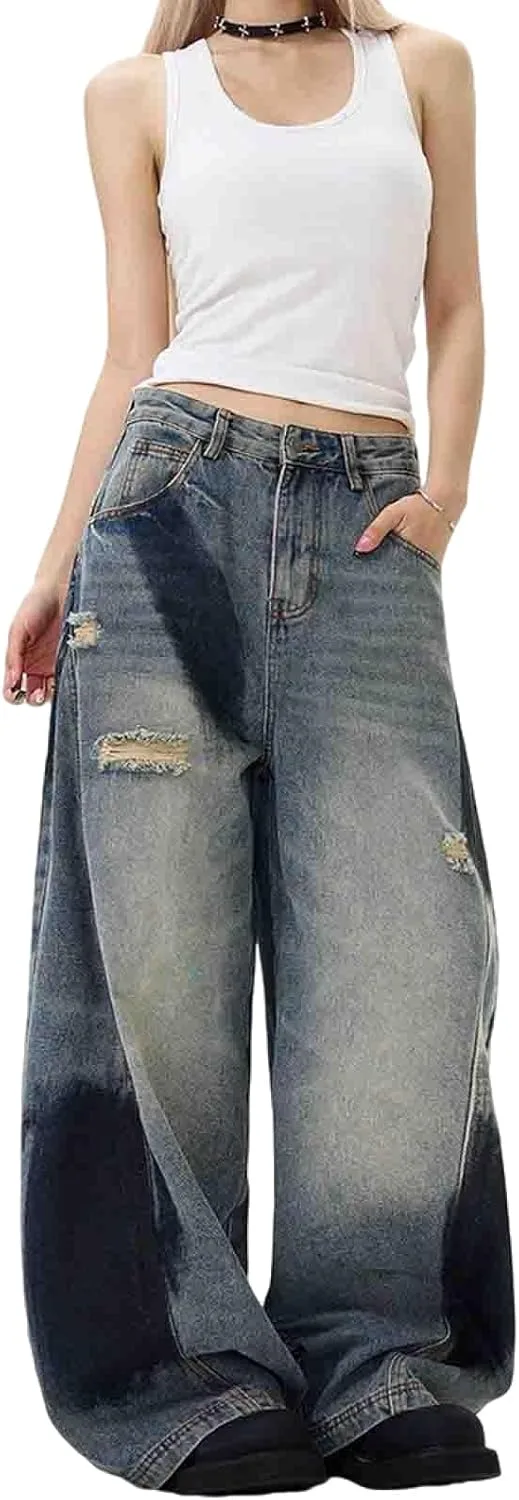 Женские потертые джинсы с эффектом спрей-краски Y2K Ethbox
Женские потертые джинсы с эффектом спрей-краски Y2K Ethbox