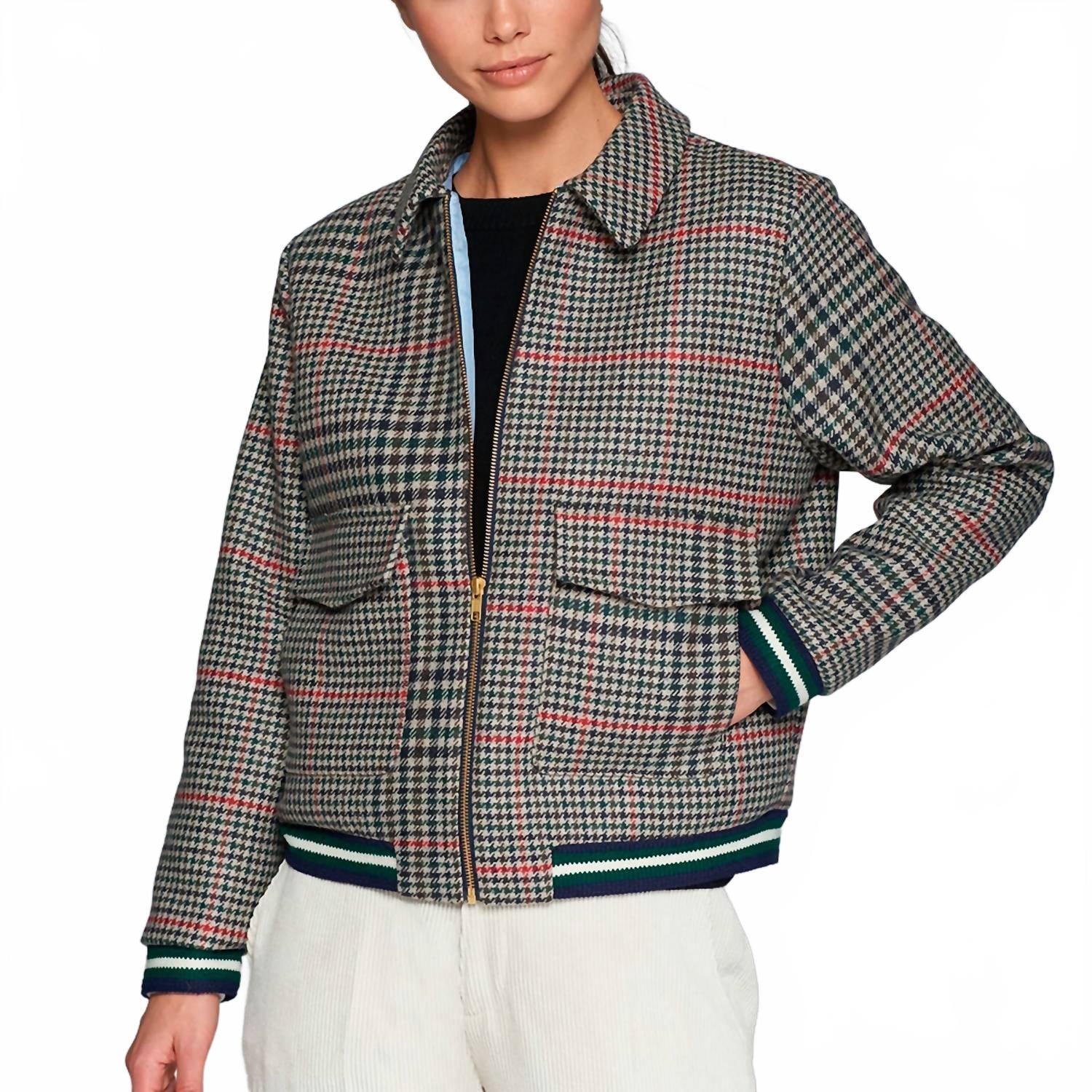 Гончая клетка бомбер куртка в синем/зеленом/красном Vilagallo
Гончая клетка бомбер куртка в синем/зеленом/красном Vilagallo