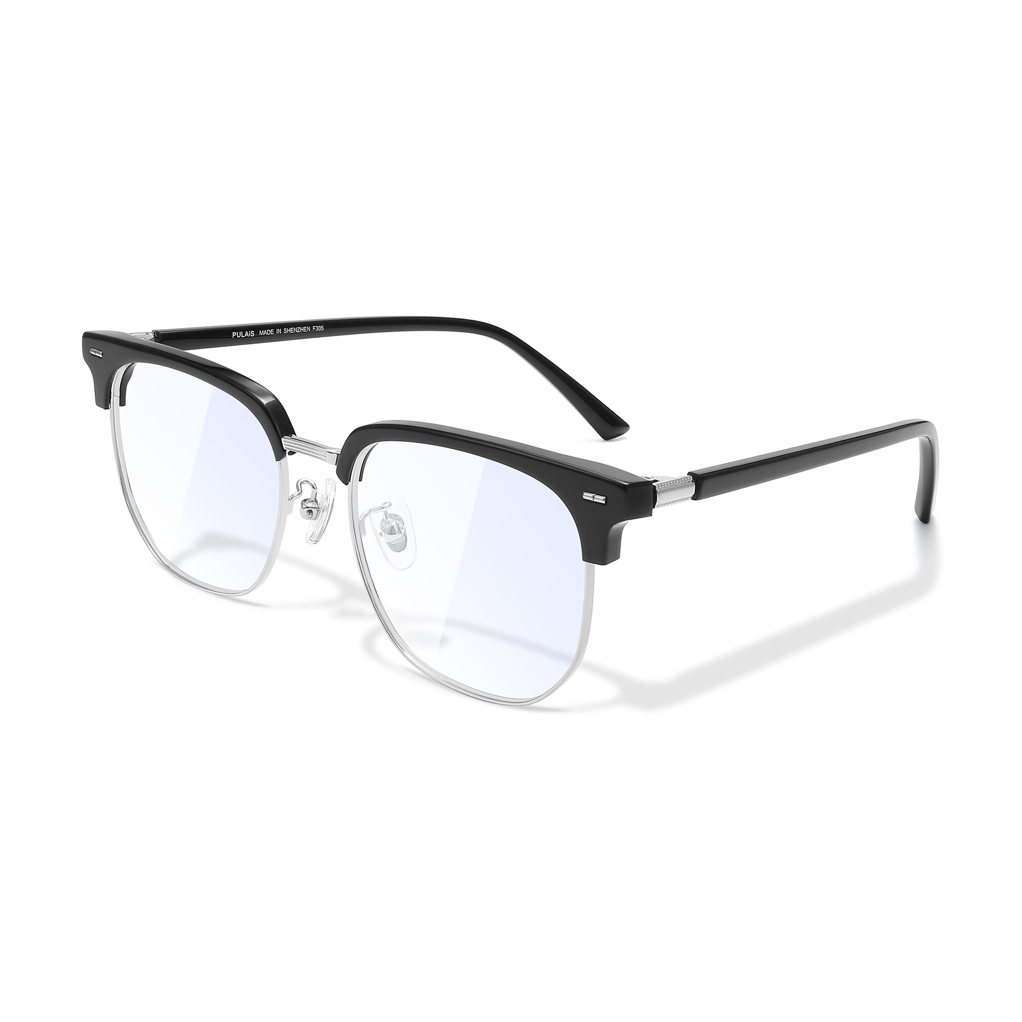 Оправа с металлической линией бровей Функциональные очки Унисекс PULAIS, K9085-C05-Прозрачный серый с меняющимися серыми линзами