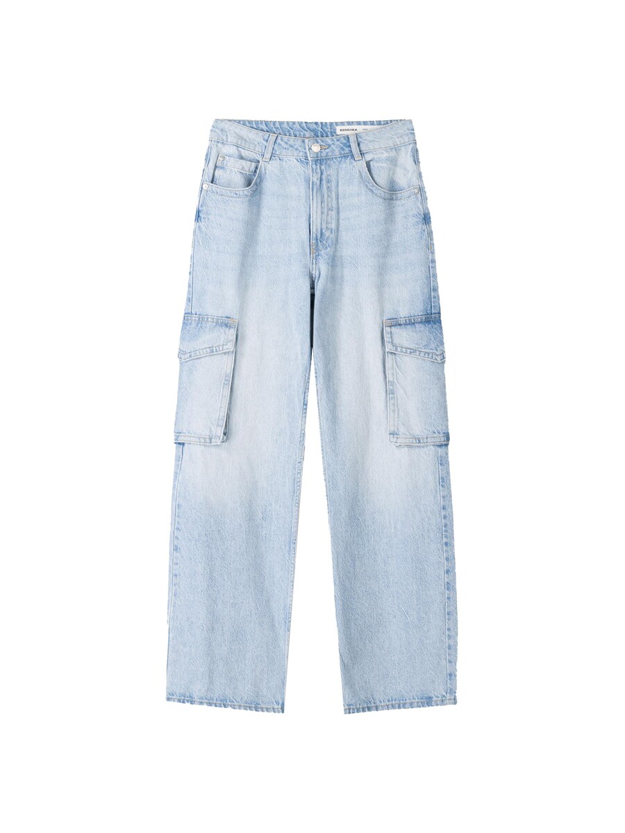 Обычные джинсы-карго Bershka, синий деним
Обычные джинсы-карго Bershka, синий деним