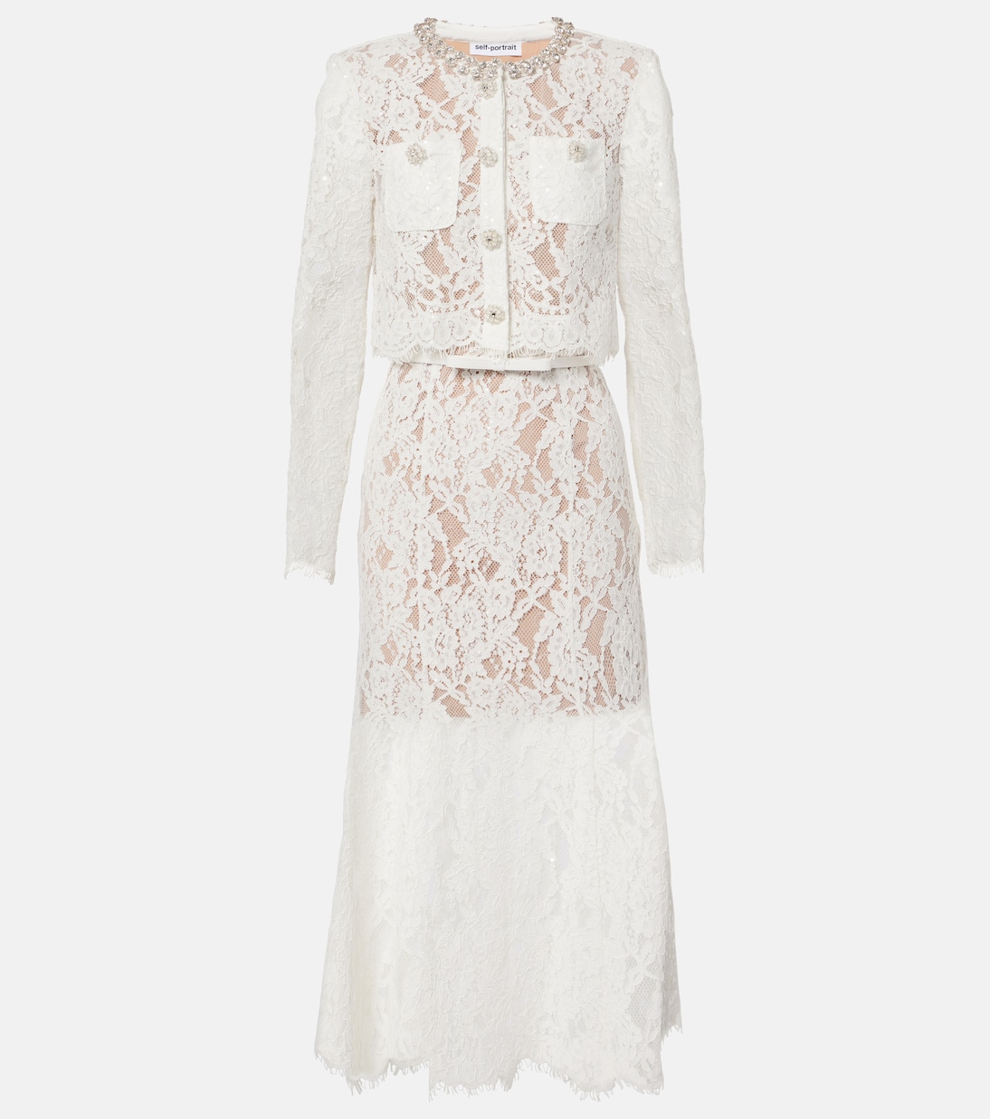 Платье миди с декоративным кружевом Self-Portrait, белый
Платье миди с декоративным кружевом Self-Portrait, белый
