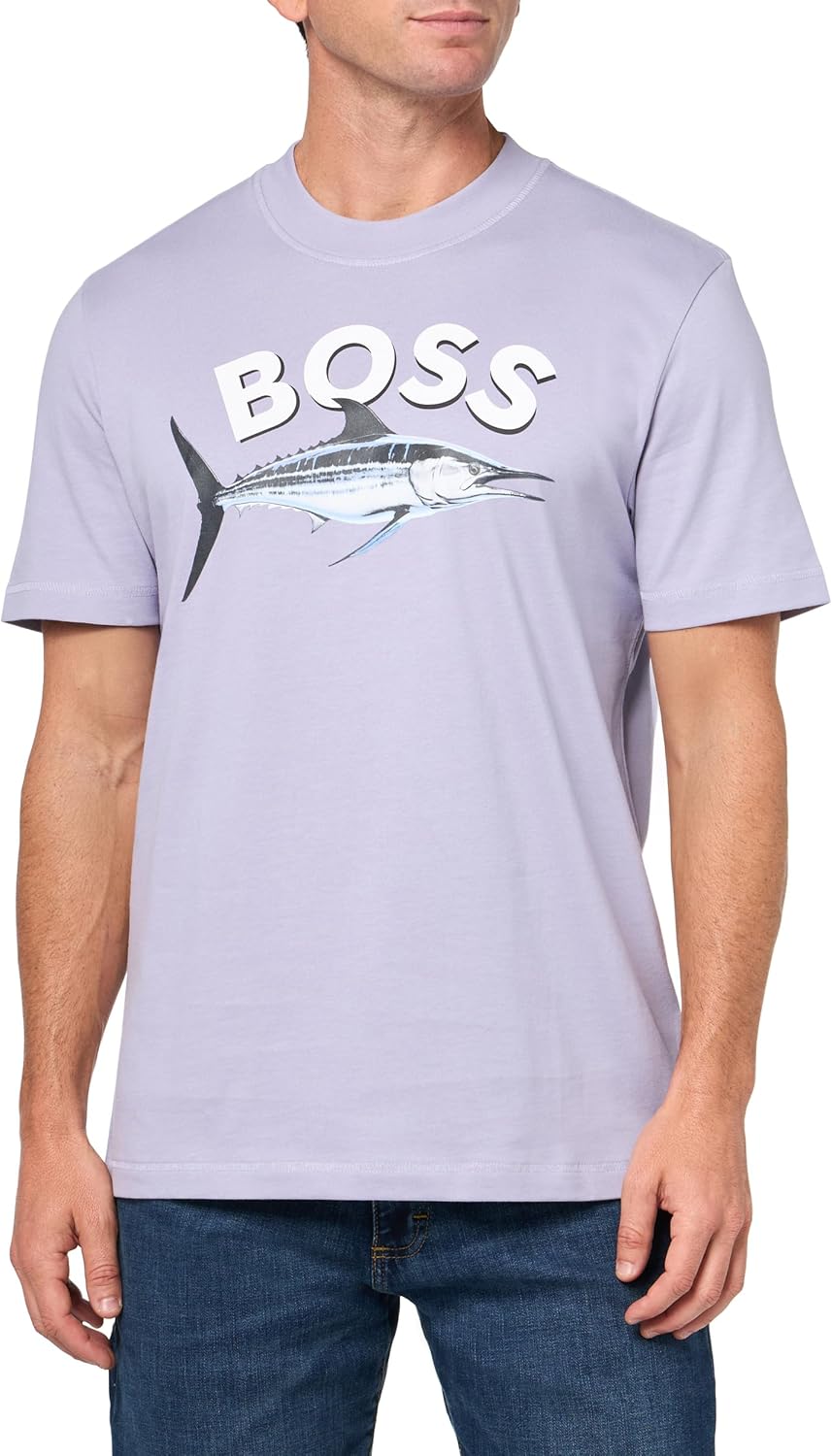 Мужская хлопковая футболка BOSS с большим логотипом и рыбками, Lavender Haze, Розовый, Мужская хлопковая футболка BOSS с большим логотипом и рыбками, Lavender Haze
Мужская хлопковая футболка BOSS с большим логотипом и рыбками, Lavender Haze, Розовый, Мужская хлопковая футболка BOSS с большим логотипом и рыбками, Lavender Haze