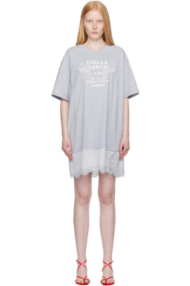 Синее мини-платье с графическим принтом и кружевными вставками Stella McCartney
Синее мини-платье с графическим принтом и кружевными вставками Stella McCartney