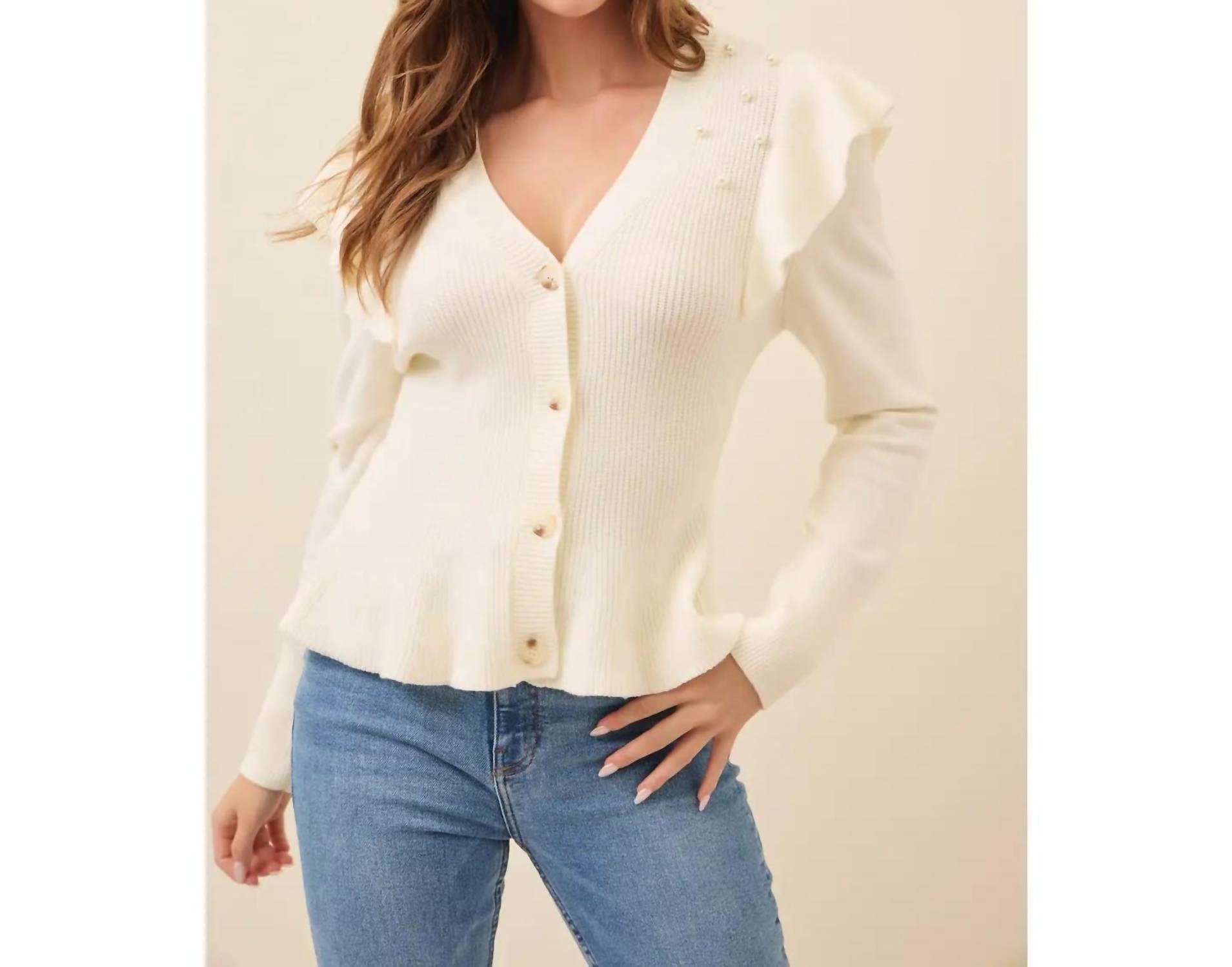 Кардиган с декоративными элементами белого цвета RIVIR
Кардиган с декоративными элементами белого цвета RIVIR