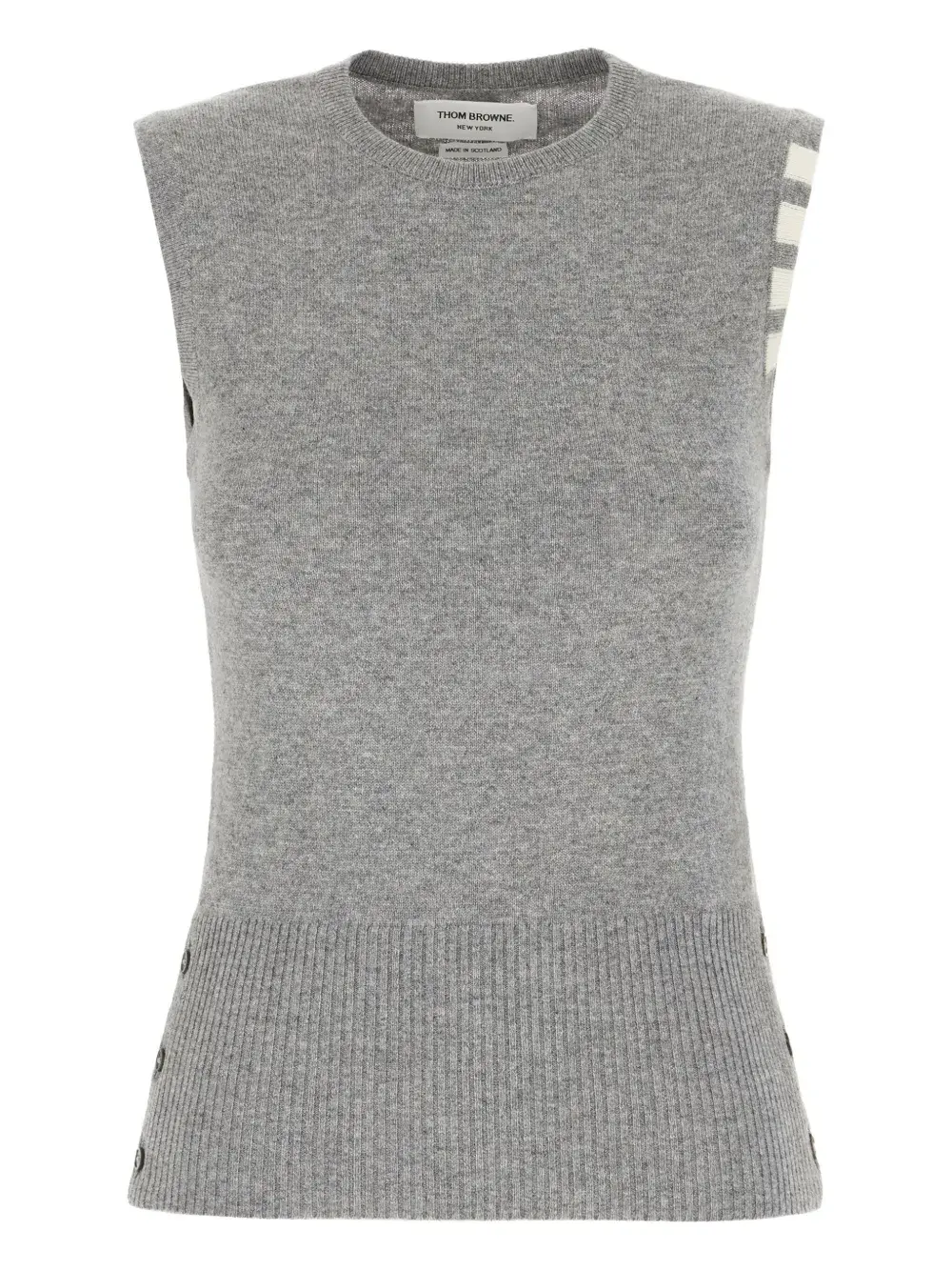 Кашемировый жилет с полосками 4-Bar THOM BROWNE, серый
Кашемировый жилет с полосками 4-Bar THOM BROWNE, серый