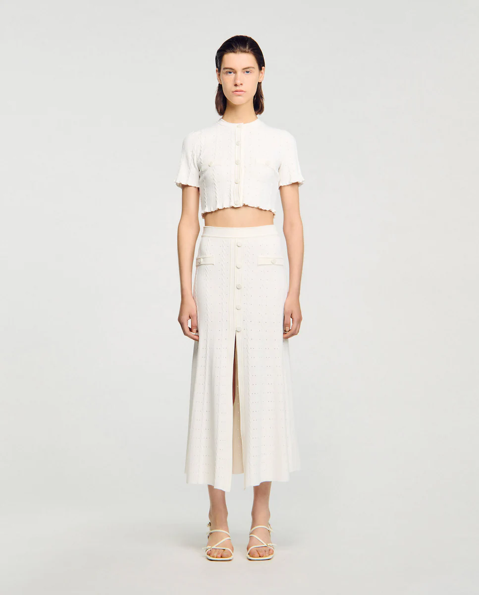 Длинная юбка из трикотажа pointelle Sandro, белый
Длинная юбка из трикотажа pointelle Sandro, белый