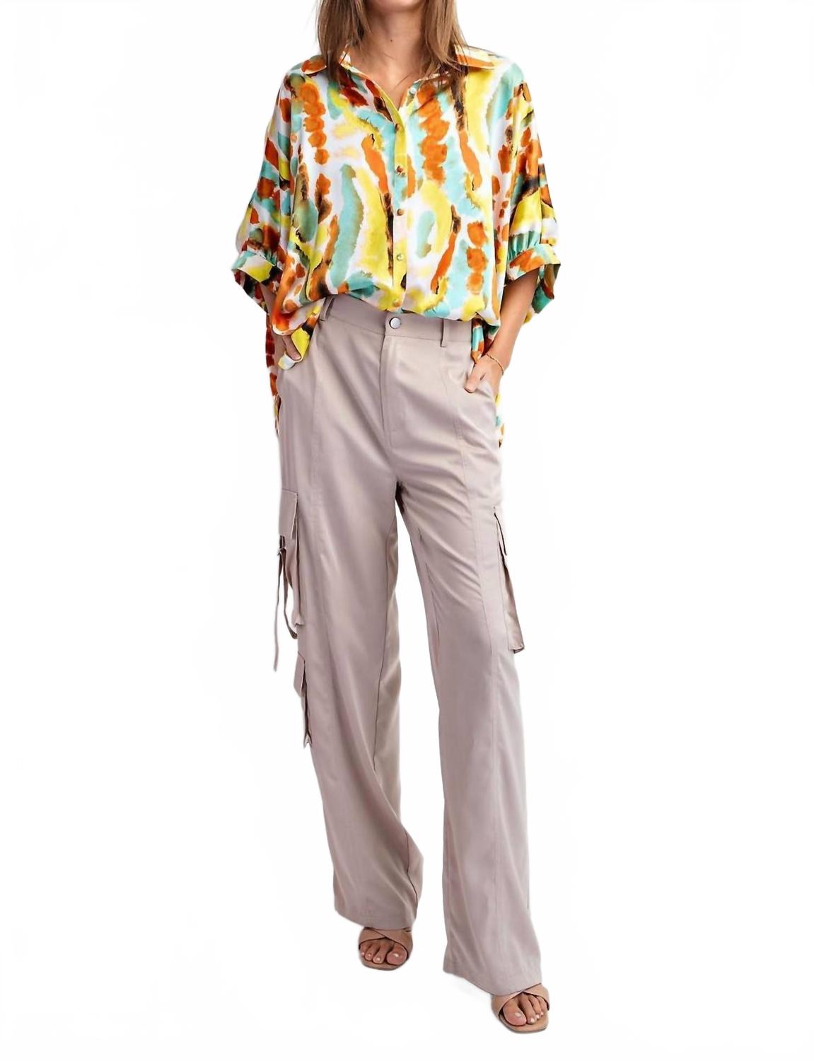 Тай-дай блуза с пуговицами в разноцветных оттенках Eesome, мультиколор
Тай-дай блуза с пуговицами в разноцветных оттенках Eesome, мультиколор