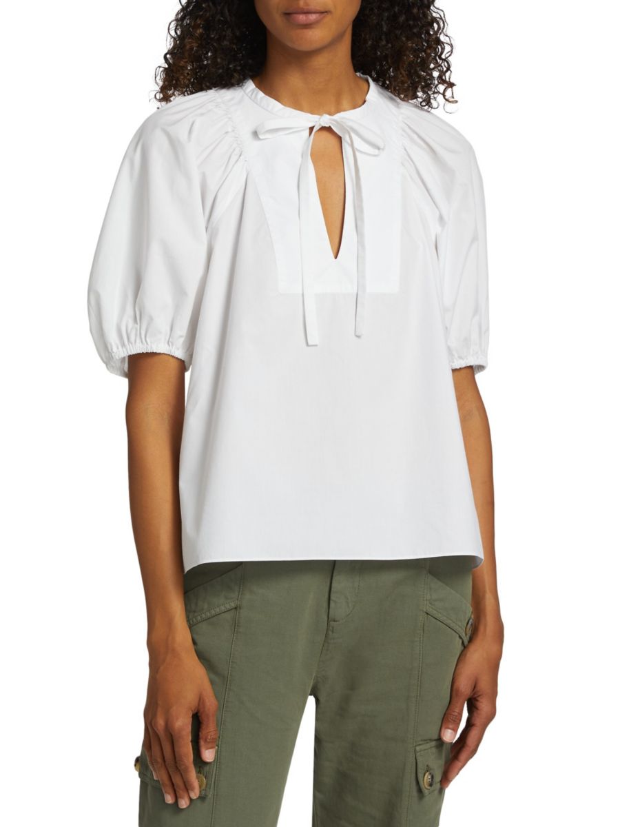 Хлопковый топ с рукавами-фонариками от Джейми ba&sh, цвет Blanc
Хлопковый топ с рукавами-фонариками от Джейми ba&sh, цвет Blanc