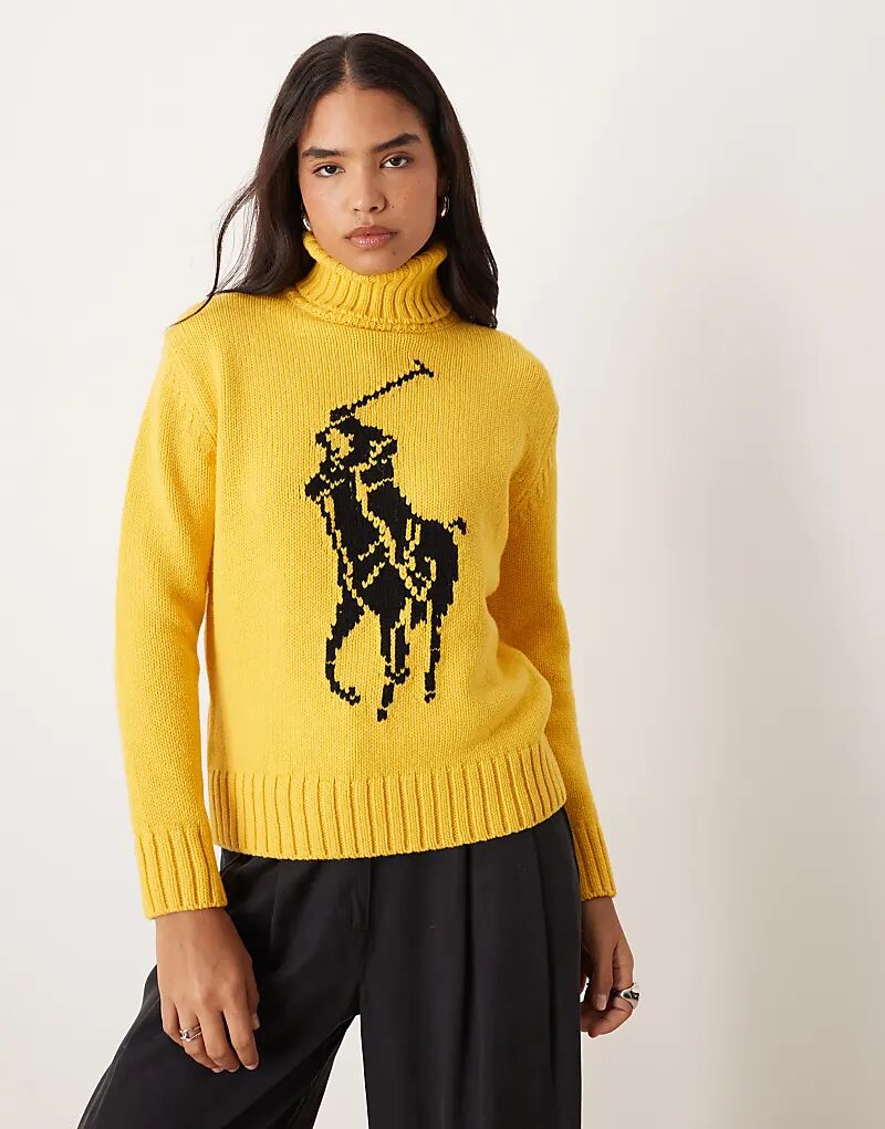 Вязаный джемпер Polo Ralph Lauren из шерстяной смеси с логотипом и высоким воротником желтого цвета
Вязаный джемпер Polo Ralph Lauren из шерстяной смеси с логотипом и высоким воротником желтого цвета