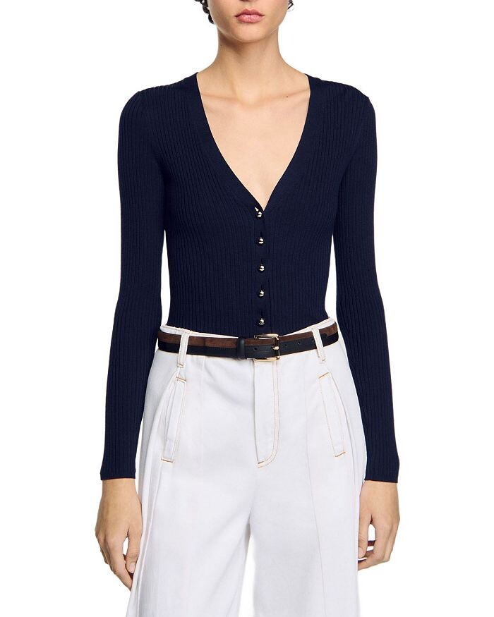 Кардиган в рубчик Sandro, синий
Кардиган в рубчик Sandro, синий