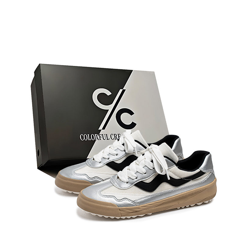 Нескользящие износостойкие низкие мужские кроссовки Colorful Creations, White Silver 
Нескользящие износостойкие низкие мужские кроссовки Colorful Creations, White Silver