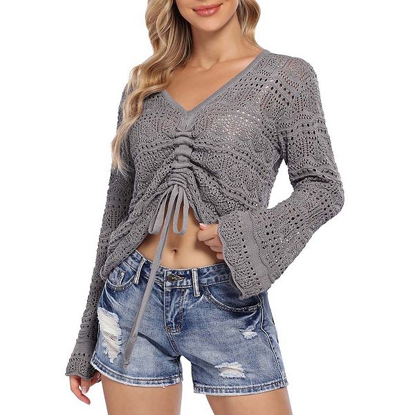 Кроп-топ с кружевной вязкой и завязками в стиле бохо Yesfashion, Grey
Кроп-топ с кружевной вязкой и завязками в стиле бохо Yesfashion, Grey