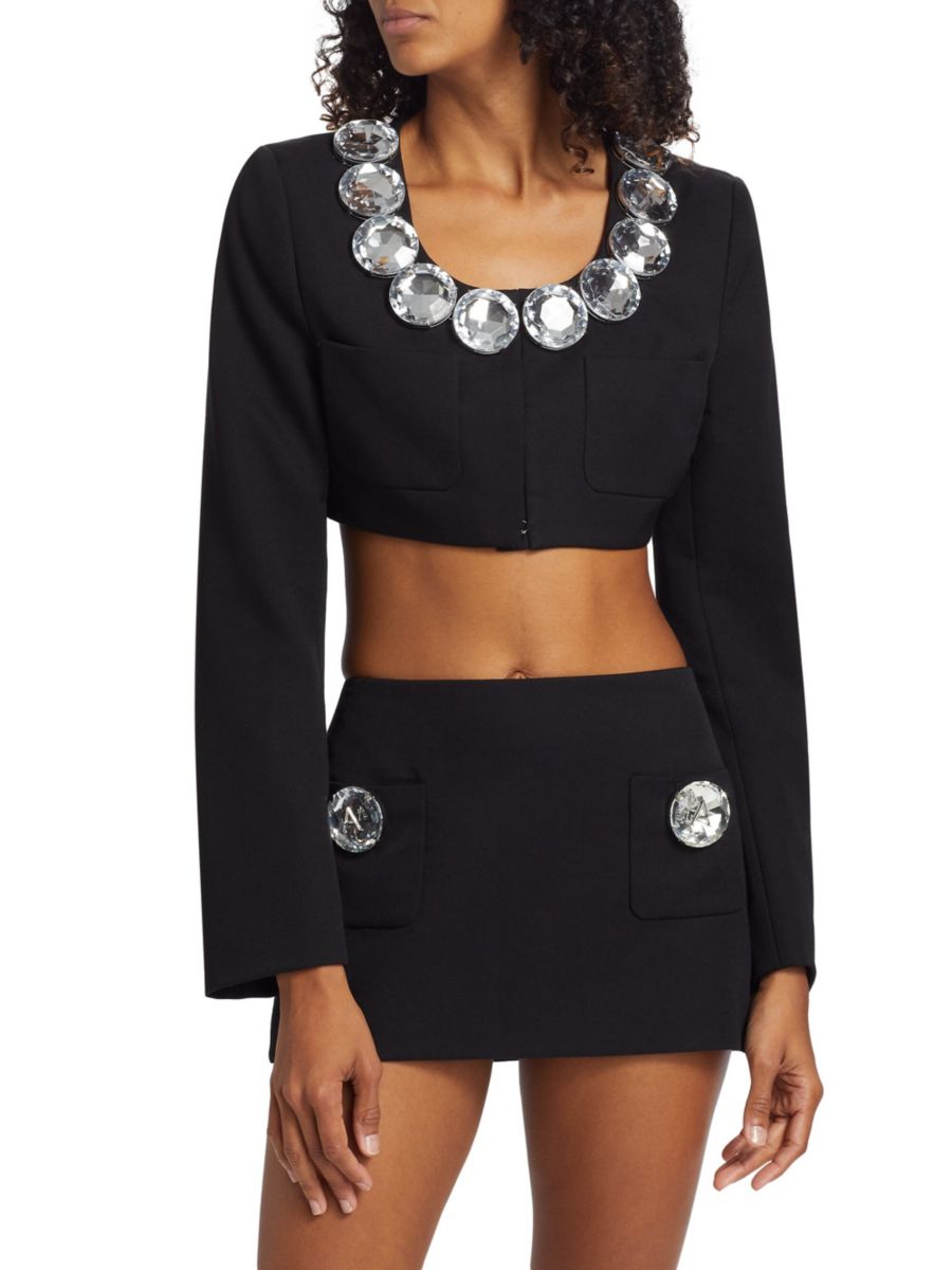 Укороченный блейзер Jumbo с отделкой кристаллами Area, черный
Укороченный блейзер Jumbo с отделкой кристаллами Area, черный