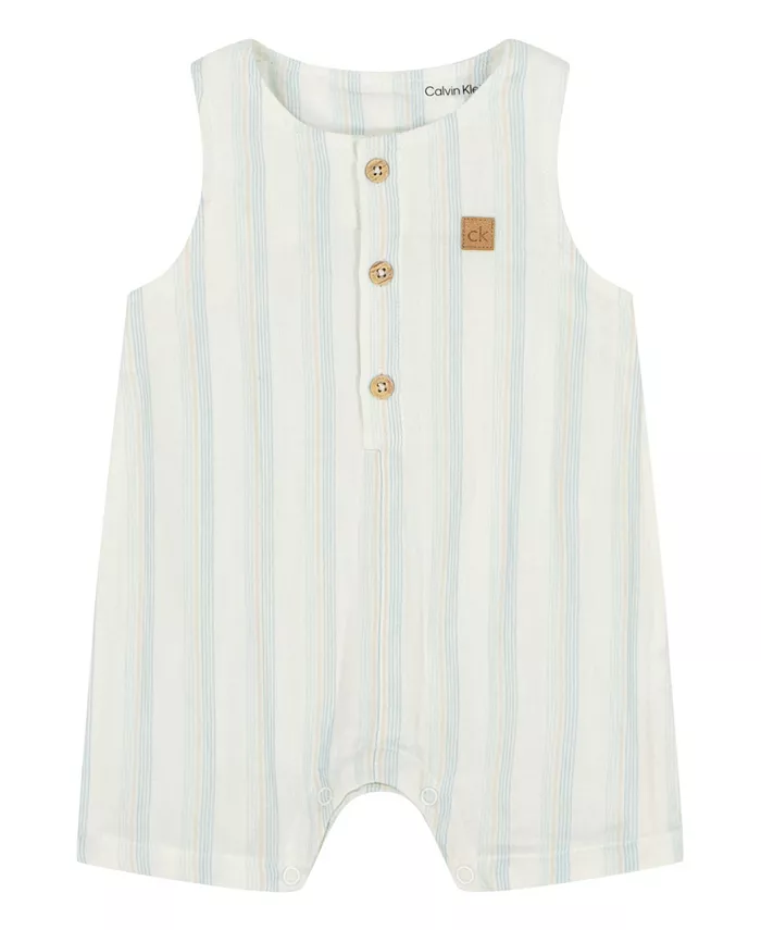 Детский полосатый комбинезон из марли для мальчиков Calvin Klein
Детский полосатый комбинезон из марли для мальчиков Calvin Klein