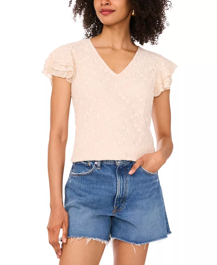 Женский кружевной топ с V-образным вырезом и оборками на рукавах Vince Camuto, коричневый/бежевый
Женский кружевной топ с V-образным вырезом и оборками на рукавах Vince Camuto, коричневый/бежевый