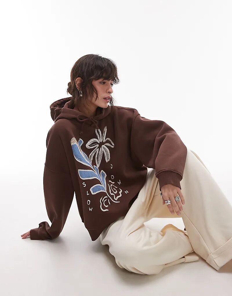 Графическая толстовка большого размера темно-коричневого цвета Topshop
Графическая толстовка большого размера темно-коричневого цвета Topshop