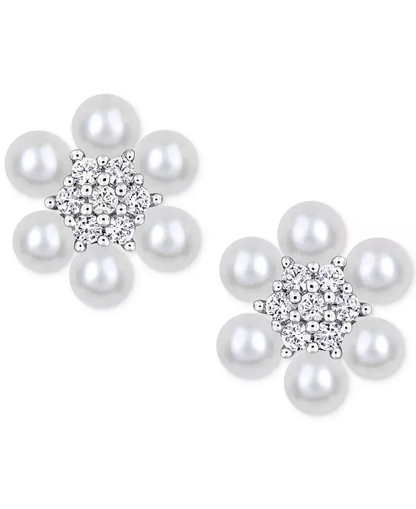 Серьги-Гвоздики в форме цветка из культивированного пресноводного жемчуга (3-3-1/2 мм) и выращенного в лаборатории белого сапфира (1/3 карата) из стерлингового серебра Macy'S, white
Серьги-Гвоздики в форме цветка из культивированного пресноводного жемчуга (3-3-1/2 мм) и выращенного в лаборатории белого сапфира (1/3 карата) из стерлингового серебра Macy'S, white