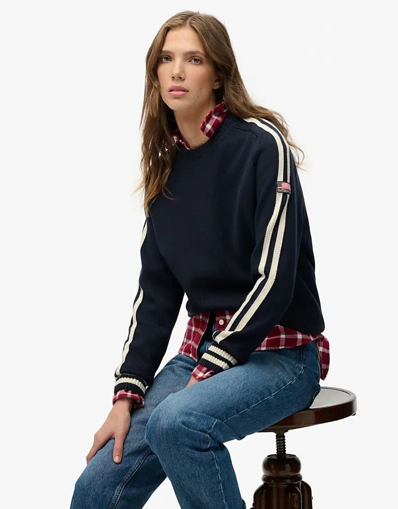 Свободный трикотажный джемпер Superdry в полоску насыщенного темно-синего/натурального белого цвета
Свободный трикотажный джемпер Superdry в полоску насыщенного темно-синего/натурального белого цвета