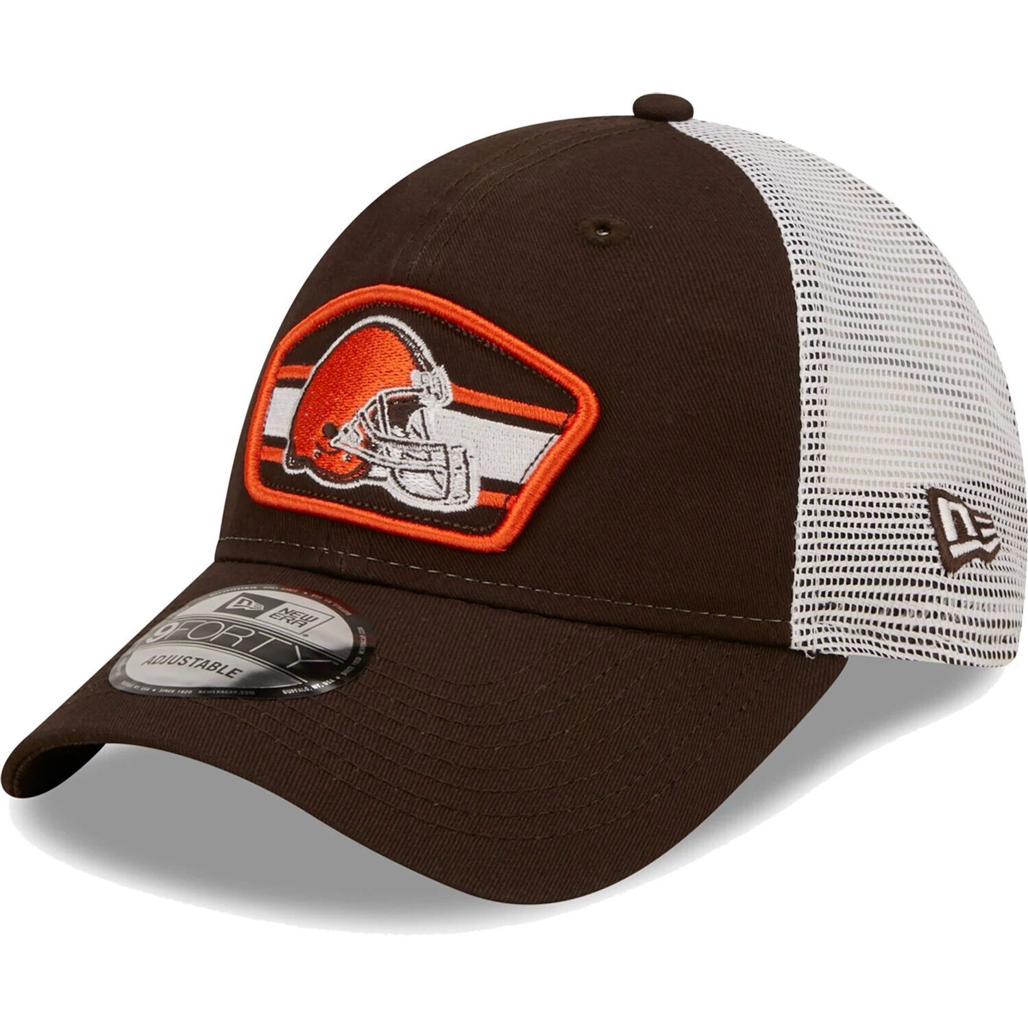 Мужская кепка New Era коричнево-белая с нашивкой-логотипом Cleveland Browns Trucker 9FORTY Snapback
Мужская кепка New Era коричнево-белая с нашивкой-логотипом Cleveland Browns Trucker 9FORTY Snapback