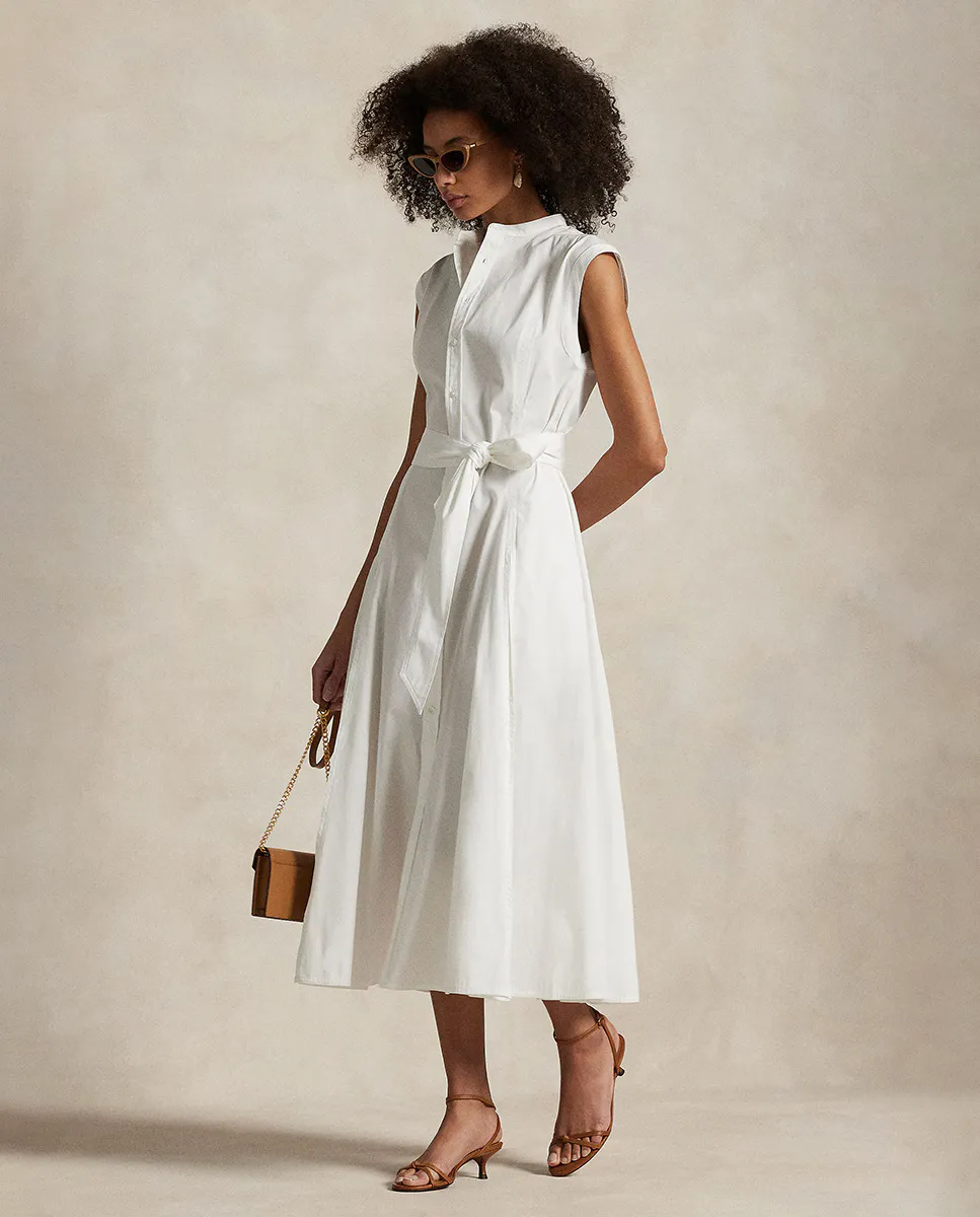 Безрукавное платье-рубашка Polo Ralph Lauren, белый 
Безрукавное платье-рубашка Polo Ralph Lauren, белый