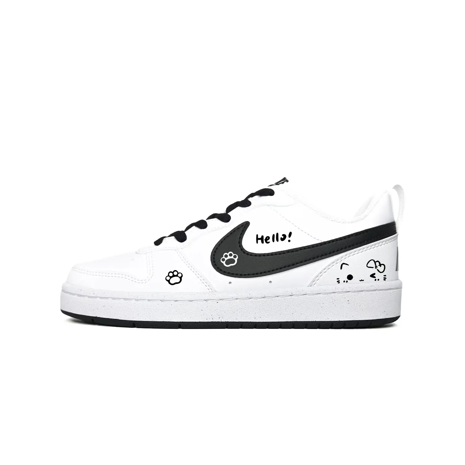 Nike Court Borough Hidden Kitten устойчивые к истиранию низкие детские скейтбординговые кроссовки Black White
Nike Court Borough Hidden Kitten устойчивые к истиранию низкие детские скейтбординговые кроссовки Black White