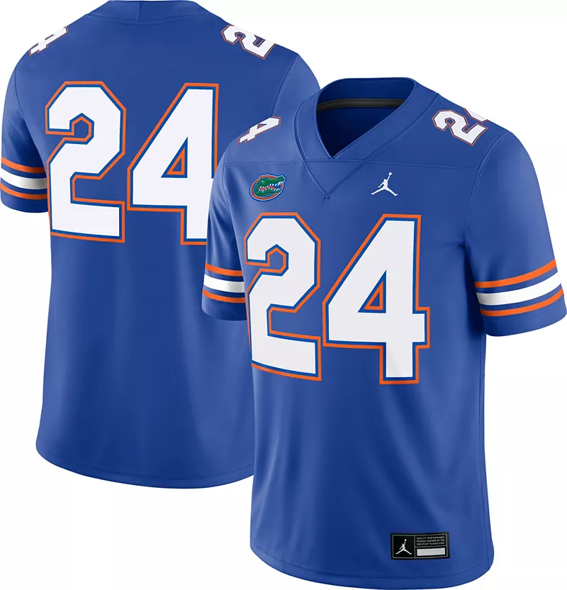Мужская футболка Jordan Florida Gators № 24, синяя реплика Dri-FIT для футбольной игры
Мужская футболка Jordan Florida Gators № 24, синяя реплика Dri-FIT для футбольной игры