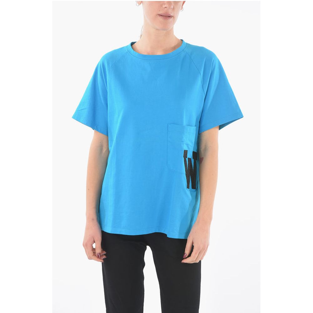 Футболка макси с круглым вырезом и нашивкой-монограммой Woolrich, Blue 
Футболка макси с круглым вырезом и нашивкой-монограммой Woolrich, Blue