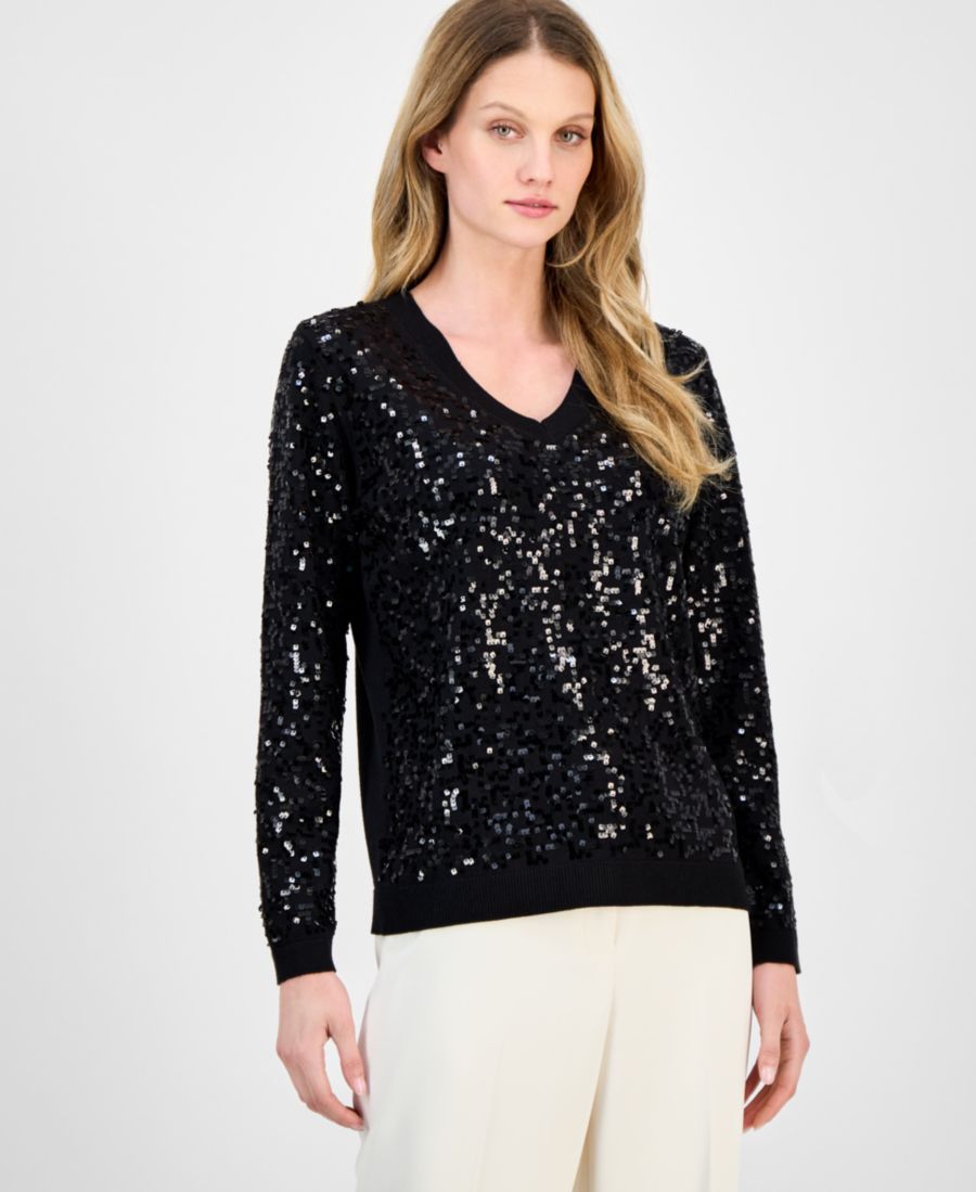 Женский свитер с зигзагообразным узором и пайетками Anne Klein, Anne Black
Женский свитер с зигзагообразным узором и пайетками Anne Klein, Anne Black